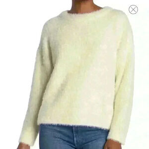 FRNCH Paris White Cropped Crew Neck Sweater